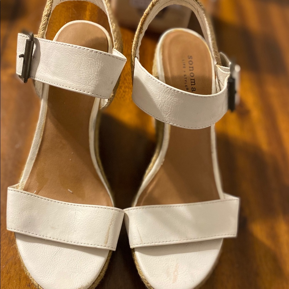 🔥3 for 25 White Wedge Sandals🔥